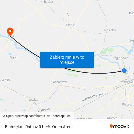 Białołęka - Ratusz 01 to Orlen Arena map