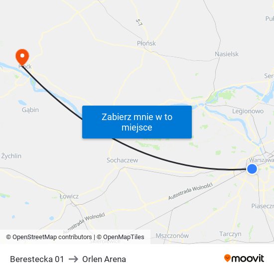 Berestecka 01 to Orlen Arena map