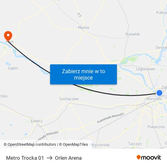 Metro Trocka 01 to Orlen Arena map