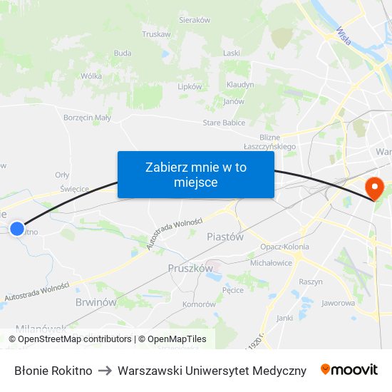 Błonie Rokitno to Warszawski Uniwersytet Medyczny map