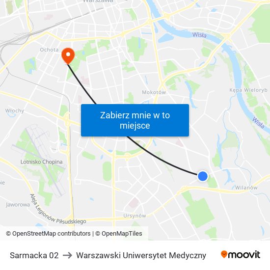 Sarmacka 02 to Warszawski Uniwersytet Medyczny map