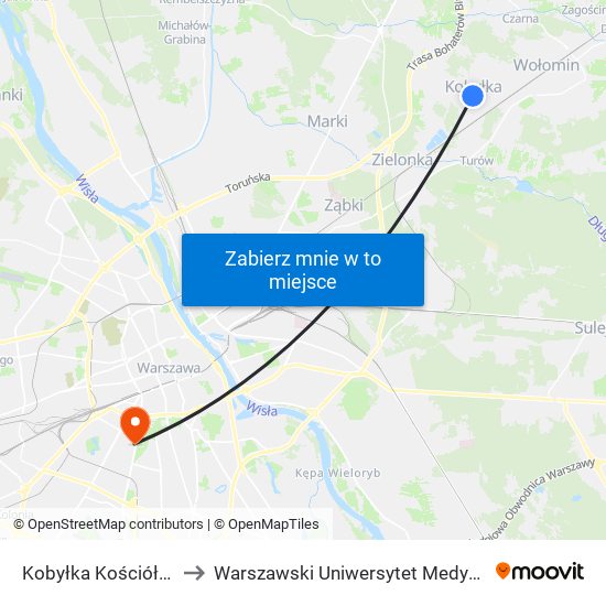 Kobyłka Kościół to Warszawski Uniwersytet Medyczny map