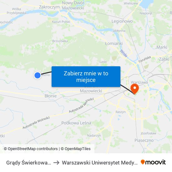 Grądy Świerkowa 02 to Warszawski Uniwersytet Medyczny map