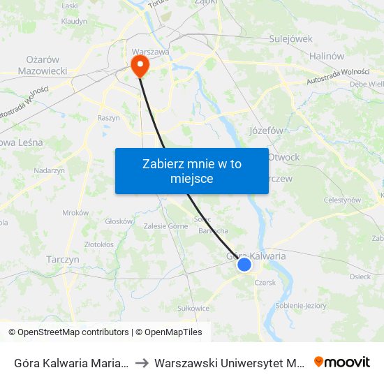 Góra Kalwaria Marianki 01 to Warszawski Uniwersytet Medyczny map