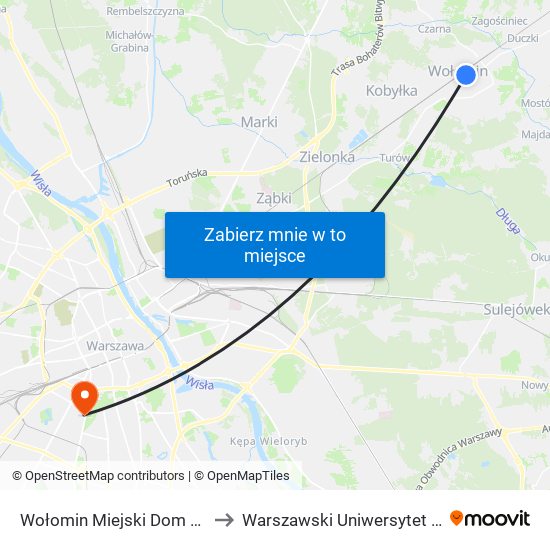 Wołomin Miejski Dom Kultury 02 to Warszawski Uniwersytet Medyczny map