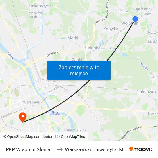 PKP Wołomin Słoneczna to Warszawski Uniwersytet Medyczny map