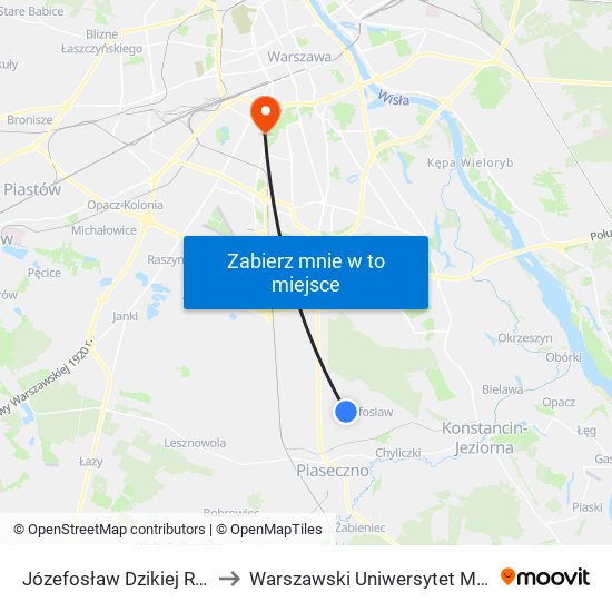 Józefosław Dzikiej Róży 01 to Warszawski Uniwersytet Medyczny map