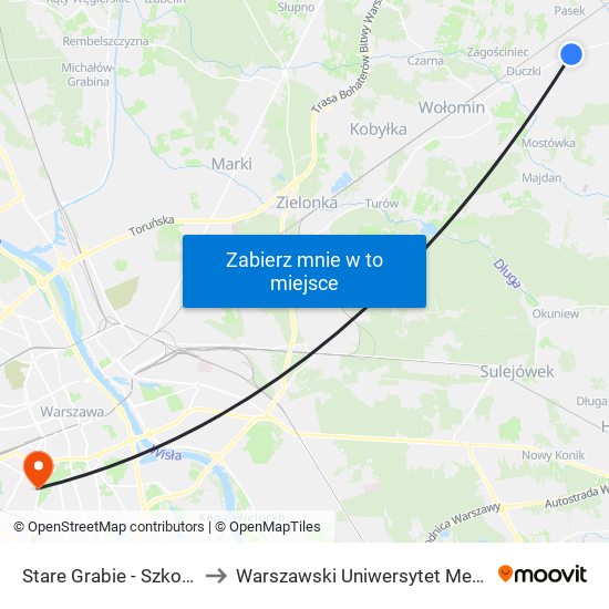 Stare Grabie - Szkoła 02 to Warszawski Uniwersytet Medyczny map