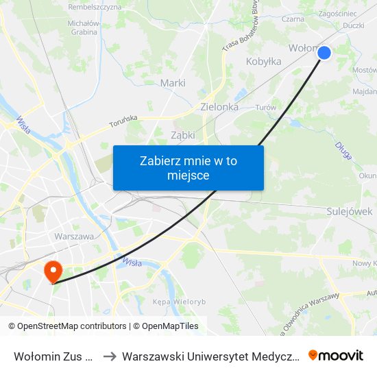 Wołomin Zus 01 to Warszawski Uniwersytet Medyczny map