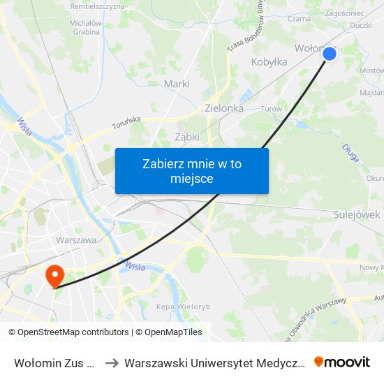 Wołomin Zus 02 to Warszawski Uniwersytet Medyczny map