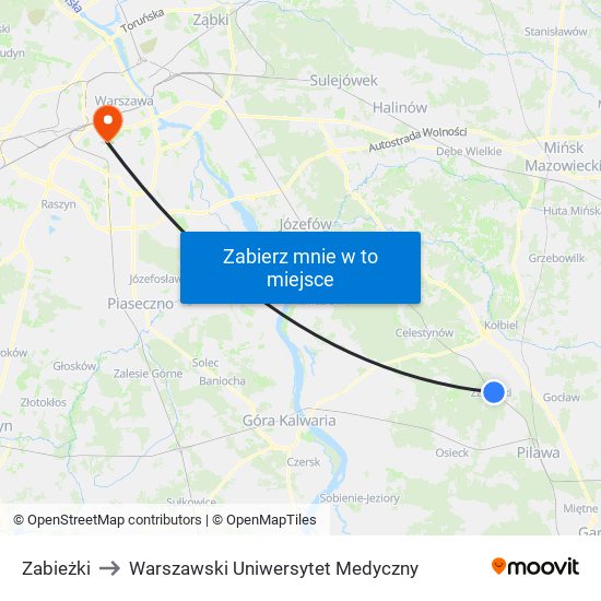 Zabieżki to Warszawski Uniwersytet Medyczny map