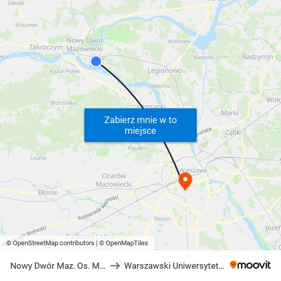 Nowy Dwór Maz. Os. Młodych 01 to Warszawski Uniwersytet Medyczny map