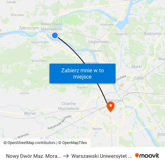 Nowy Dwór Mazowiecki Morawicza to Warszawski Uniwersytet Medyczny map