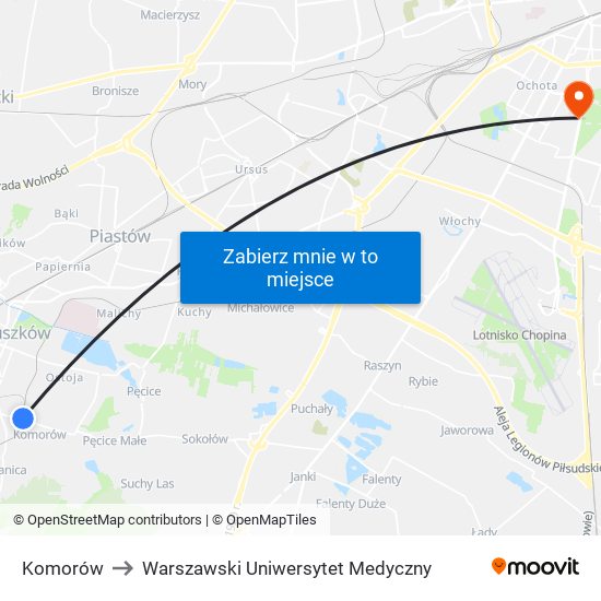 Komorów to Warszawski Uniwersytet Medyczny map