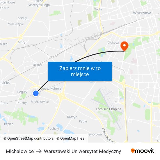 Michałowice to Warszawski Uniwersytet Medyczny map