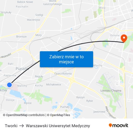 Tworki to Warszawski Uniwersytet Medyczny map