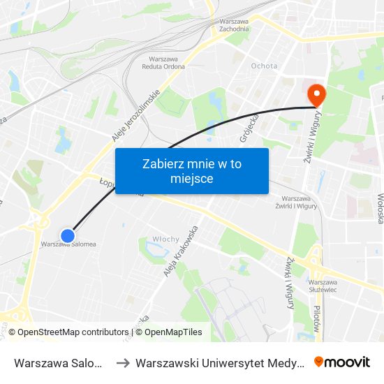 Warszawa Salomea to Warszawski Uniwersytet Medyczny map