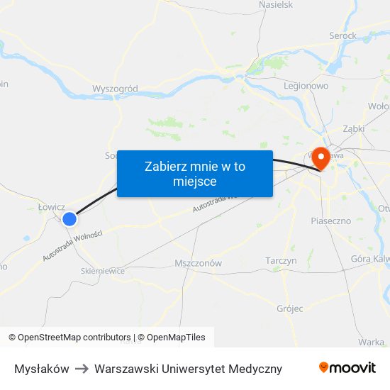 Mysłaków to Warszawski Uniwersytet Medyczny map