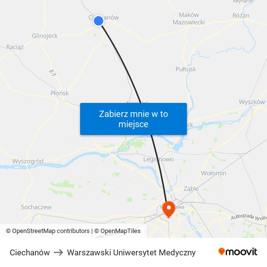 Ciechanów to Warszawski Uniwersytet Medyczny map