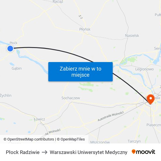 Płock Radziwie to Warszawski Uniwersytet Medyczny map