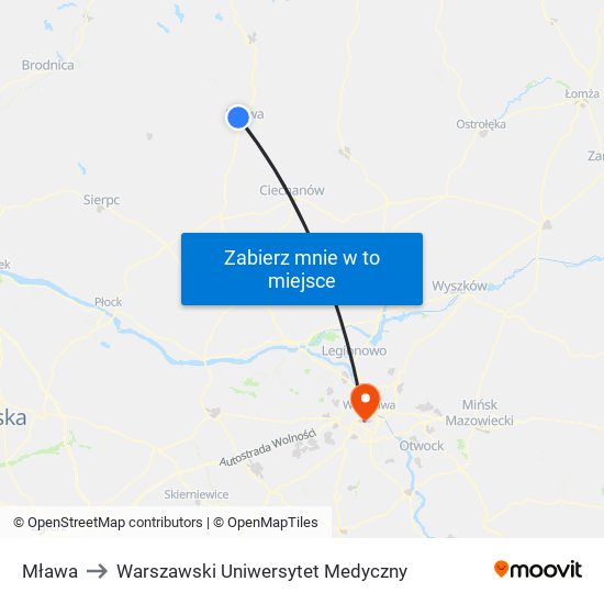 Mława to Warszawski Uniwersytet Medyczny map