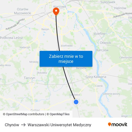 Chynów to Warszawski Uniwersytet Medyczny map