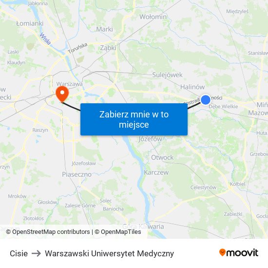 Cisie to Warszawski Uniwersytet Medyczny map