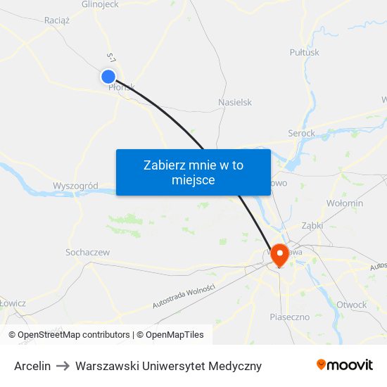 Arcelin to Warszawski Uniwersytet Medyczny map