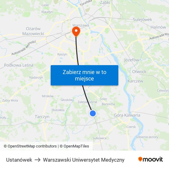 Ustanówek to Warszawski Uniwersytet Medyczny map