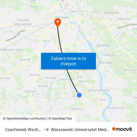 Czachówek Wschodni to Warszawski Uniwersytet Medyczny map