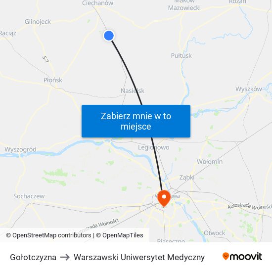 Gołotczyzna to Warszawski Uniwersytet Medyczny map