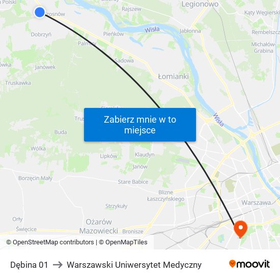 Dębina 01 to Warszawski Uniwersytet Medyczny map