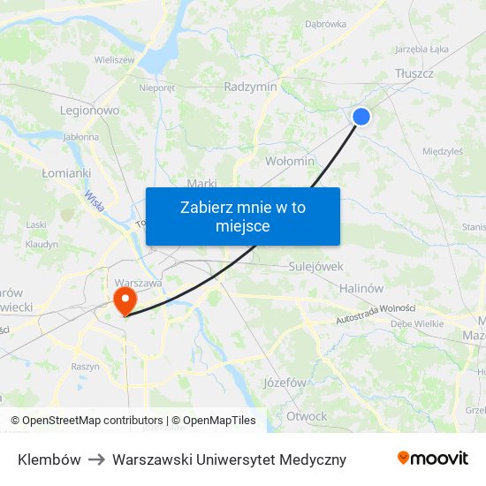 Klembów to Warszawski Uniwersytet Medyczny map