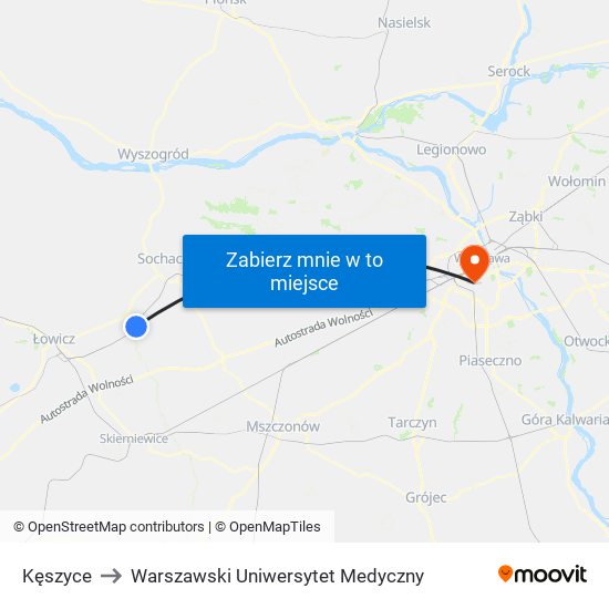 Kęszyce to Warszawski Uniwersytet Medyczny map