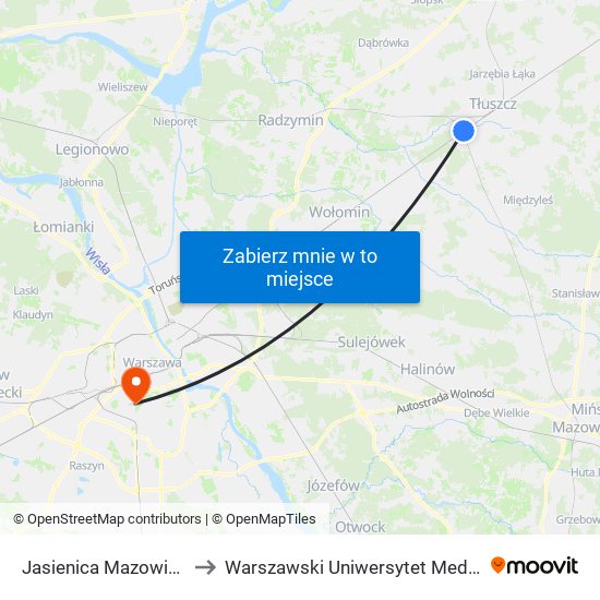 Jasienica Mazowiecka to Warszawski Uniwersytet Medyczny map