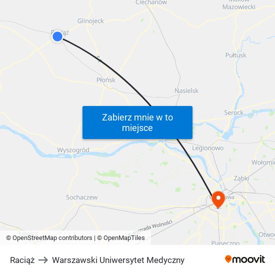 Raciąż to Warszawski Uniwersytet Medyczny map