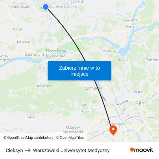 Cieksyn to Warszawski Uniwersytet Medyczny map