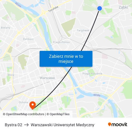 Bystra 02 to Warszawski Uniwersytet Medyczny map