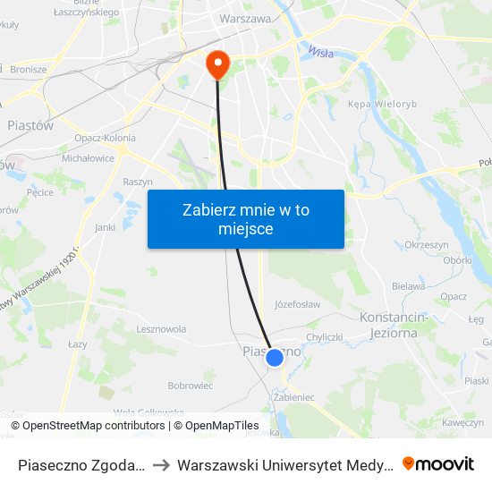 Piaseczno Zgoda 01 to Warszawski Uniwersytet Medyczny map