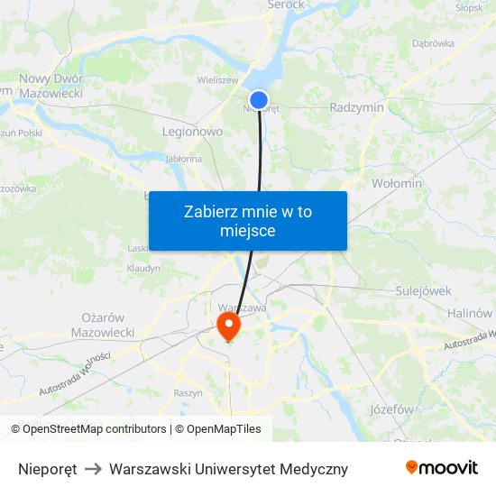 Nieporęt to Warszawski Uniwersytet Medyczny map