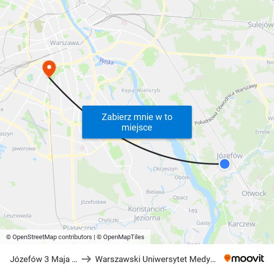 Józefów 3 Maja to Warszawski Uniwersytet Medyczny map