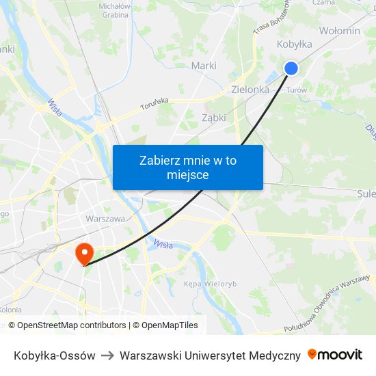 Kobyłka-Ossów to Warszawski Uniwersytet Medyczny map