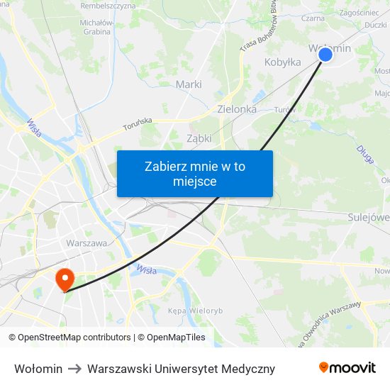 Wołomin to Warszawski Uniwersytet Medyczny map