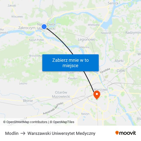 Modlin to Warszawski Uniwersytet Medyczny map