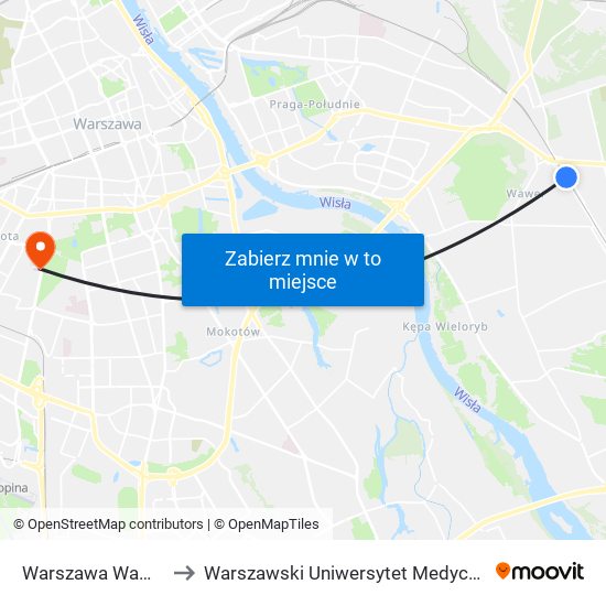 Warszawa Wawer to Warszawski Uniwersytet Medyczny map