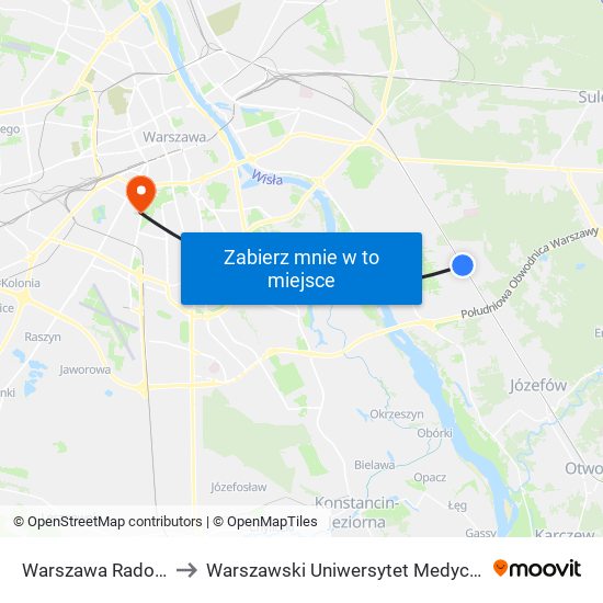 Warszawa Radość to Warszawski Uniwersytet Medyczny map