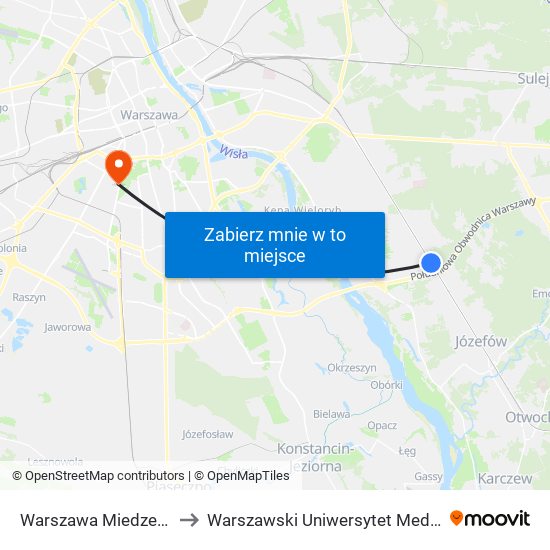 Warszawa Miedzeszyn to Warszawski Uniwersytet Medyczny map