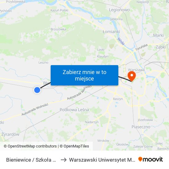 Bieniewice / Szkoła to Warszawski Uniwersytet Medyczny map