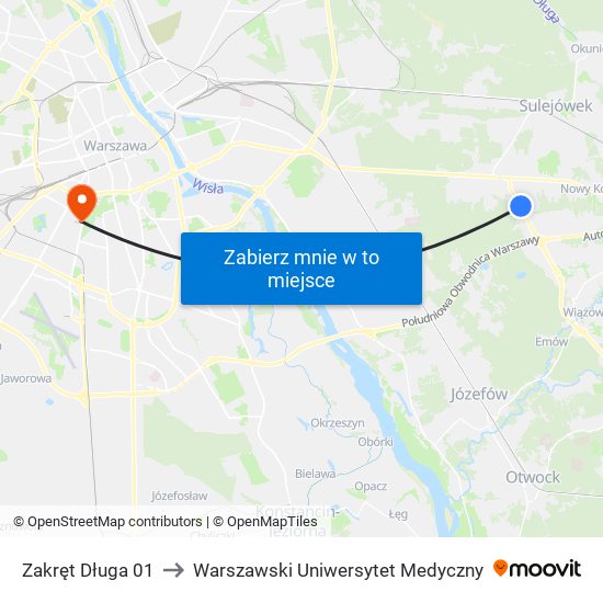 Zakręt Długa 01 to Warszawski Uniwersytet Medyczny map