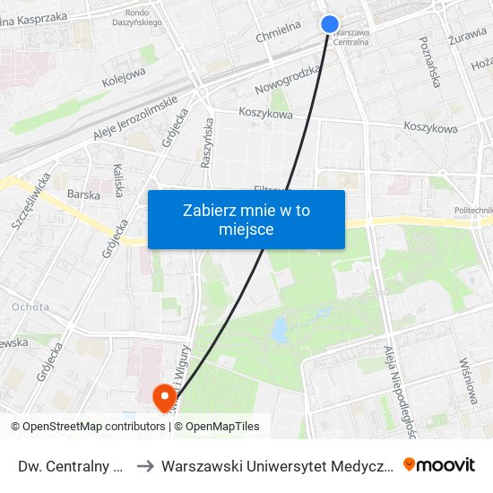 Dw. Centralny 10 to Warszawski Uniwersytet Medyczny map